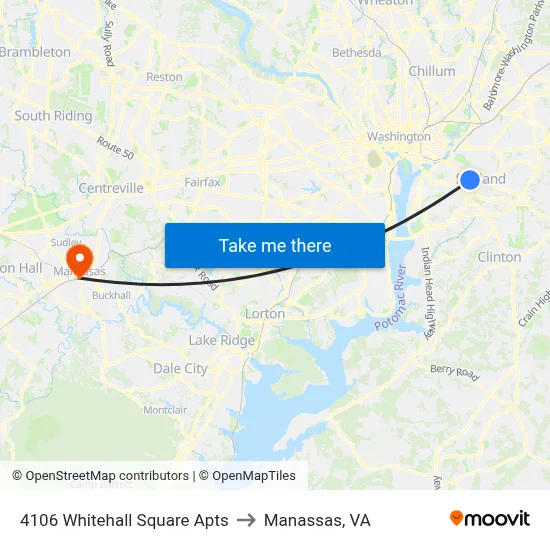 4106 Whitehall Square Apts to Manassas, VA map