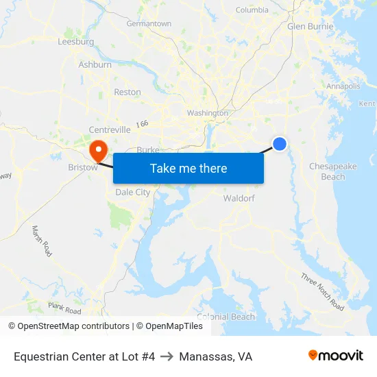 Equestrian Center at Lot #4 to Manassas, VA map