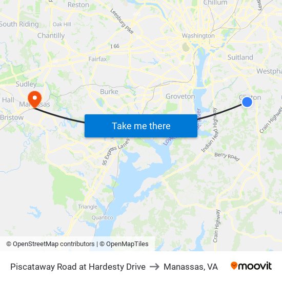 Piscataway Road at Hardesty Drive to Manassas, VA map