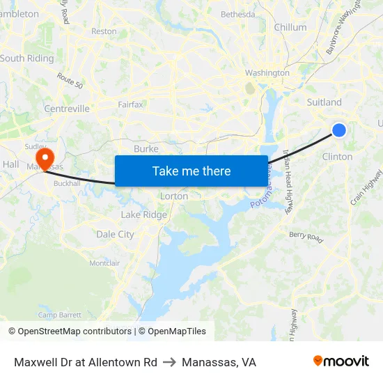 Maxwell Dr at Allentown Rd to Manassas, VA map