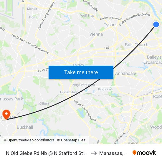 N Old Glebe Rd Nb @ N Stafford St FS to Manassas, VA map