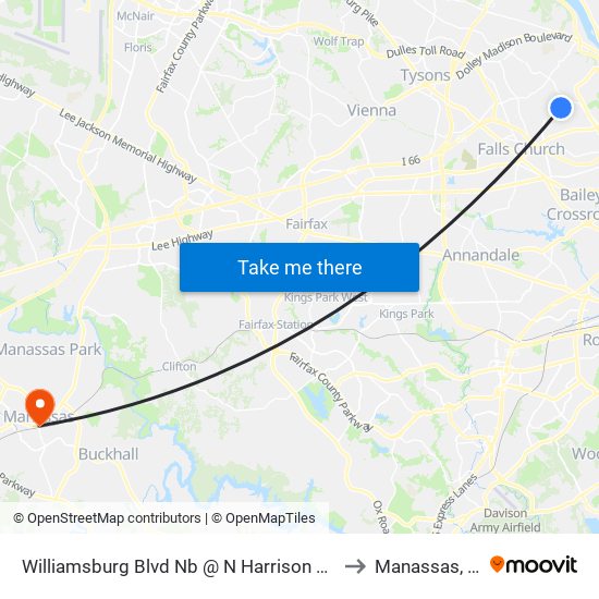 Williamsburg Blvd Nb @ N Harrison St Ns to Manassas, VA map