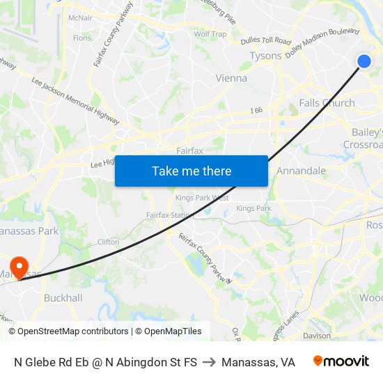 N Glebe Rd Eb @ N Abingdon St FS to Manassas, VA map