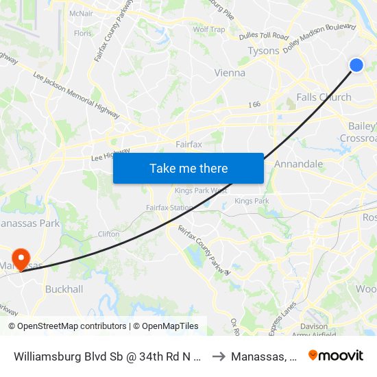 Williamsburg Blvd Sb @ 34th Rd N Ns to Manassas, VA map