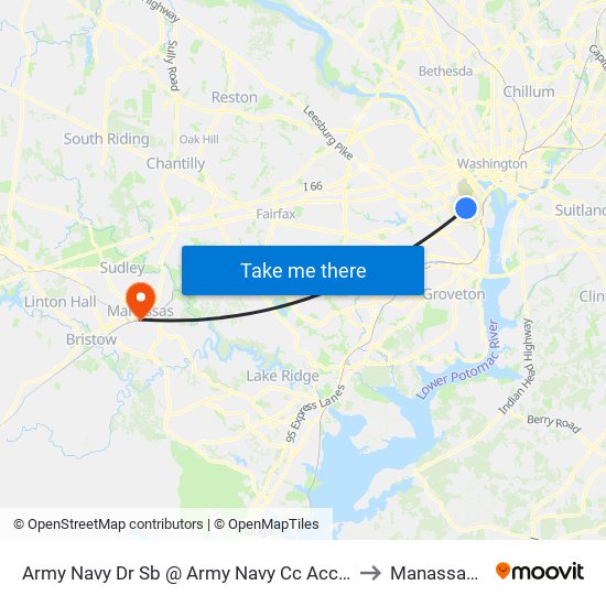 Army Navy Dr Sb @ Army Navy Cc Access Rd FS to Manassas, VA map