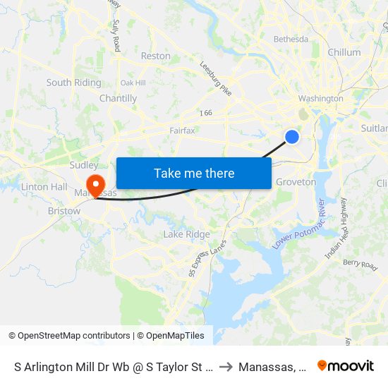 S Arlington Mill Dr Wb @ S Taylor St FS to Manassas, VA map