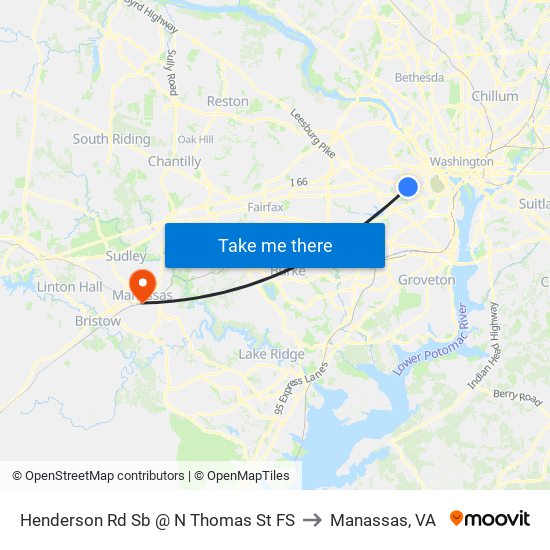 Henderson Rd Sb @ N Thomas St FS to Manassas, VA map