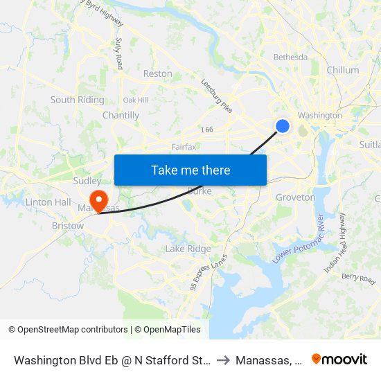 Washington Blvd Eb @ N Stafford St FS to Manassas, VA map