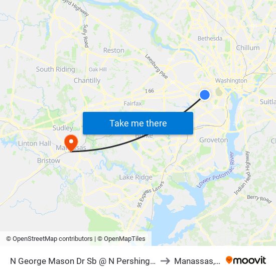 N George Mason Dr Sb @ N Pershing Dr Ns to Manassas, VA map