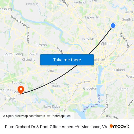 Plum Orchard Dr & Post Office Annex to Manassas, VA map