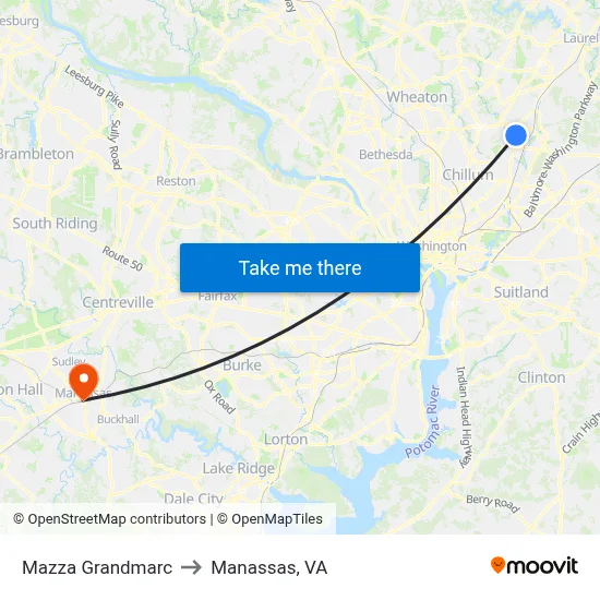 Mazza Grandmarc to Manassas, VA map