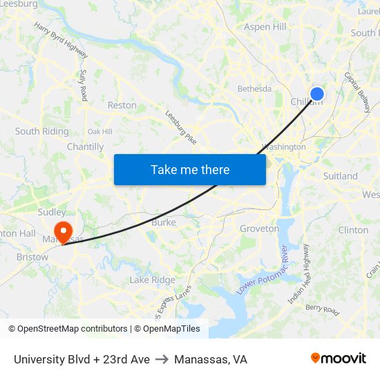 University Blvd + 23rd Ave to Manassas, VA map