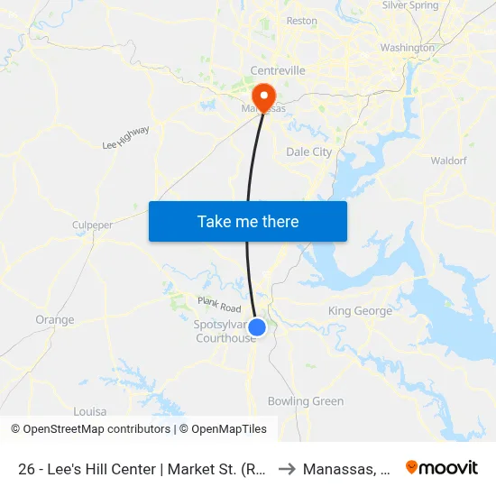 26 - Lee's Hill Center | Market St. (Rgi) to Manassas, VA map