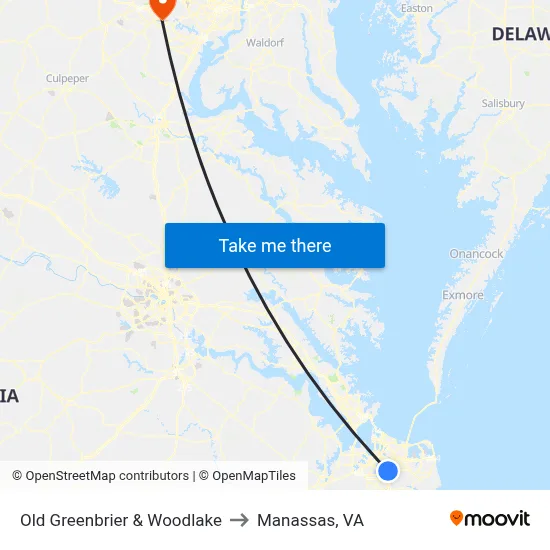 Old Greenbrier & Woodlake to Manassas, VA map