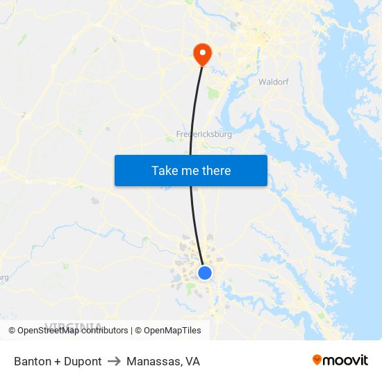 Banton + Dupont to Manassas, VA map