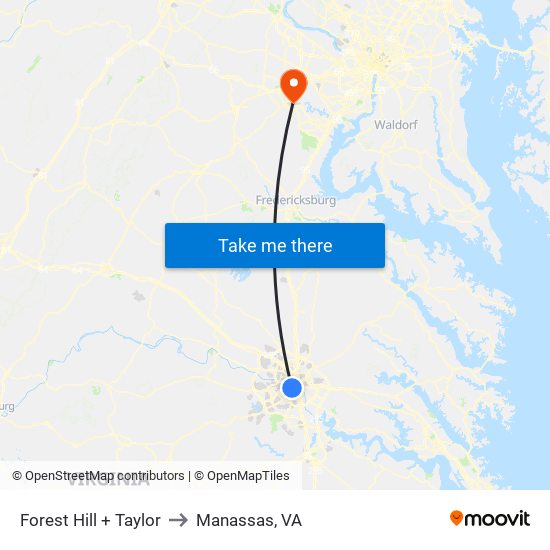 Forest Hill + Taylor to Manassas, VA map