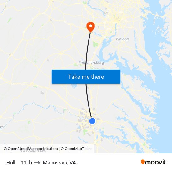 Hull + 11th to Manassas, VA map