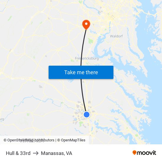 Hull & 33rd to Manassas, VA map