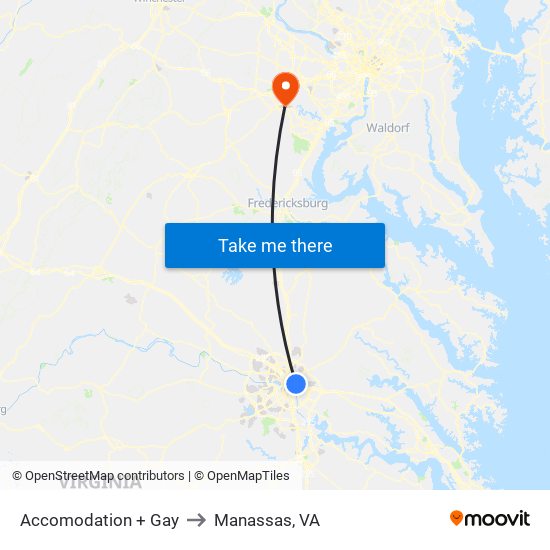 Accomodation + Gay to Manassas, VA map