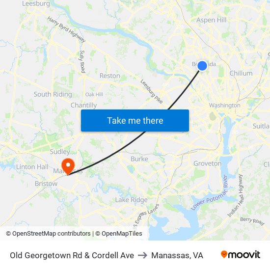 Old Georgetown Rd & Cordell Ave to Manassas, VA map