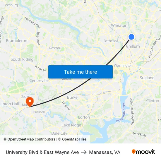 University Blvd & East Wayne Ave to Manassas, VA map