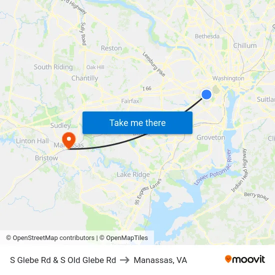 S Glebe Rd & S Old Glebe Rd to Manassas, VA map
