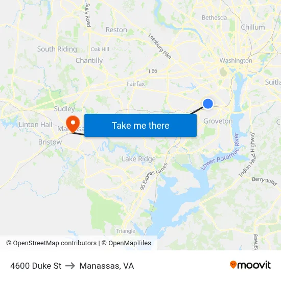 4600 Duke St to Manassas, VA map