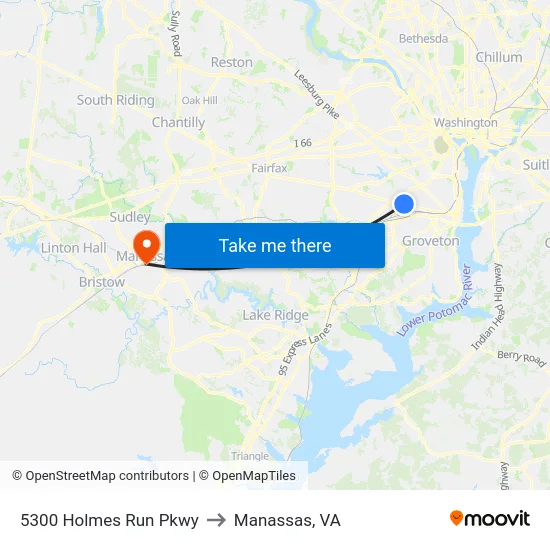 5300 Holmes Run Pkwy to Manassas, VA map