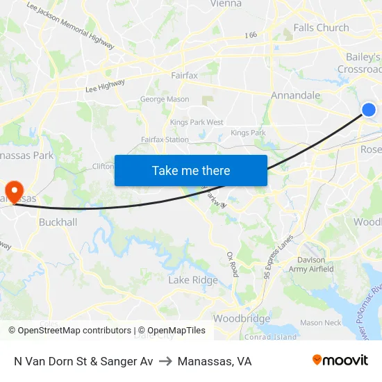 N Van Dorn St &    Sanger Av to Manassas, VA map