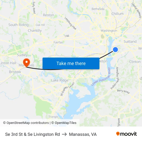Se 3rd St & Se Livingston Rd to Manassas, VA map