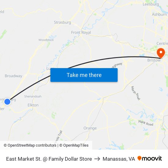 East Market St. @ Family Dollar Store to Manassas, VA map