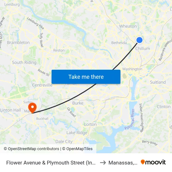 Flower Avenue & Plymouth Street (Inbound) to Manassas, VA map