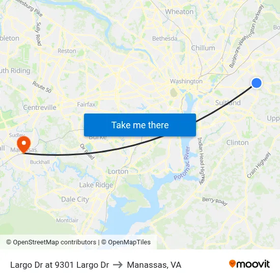 Largo Dr at 9301 Largo Dr to Manassas, VA map