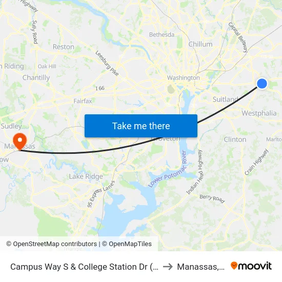 Campus Way S & College Station Dr (Pgcc) to Manassas, VA map