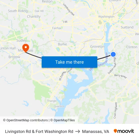Livingston Rd & Fort Washington Rd to Manassas, VA map