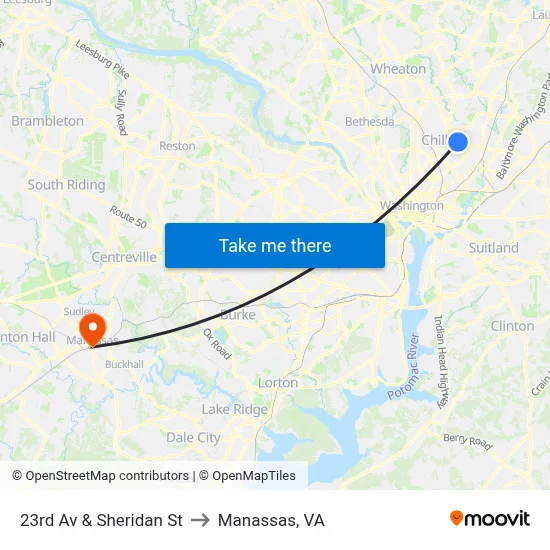 23rd Av & Sheridan St to Manassas, VA map