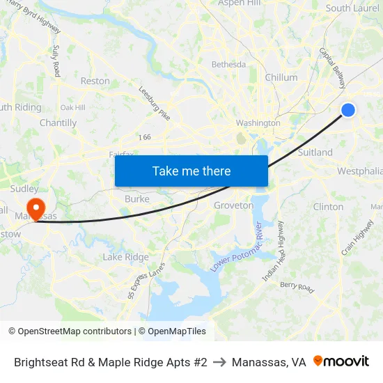 Brightseat Rd & Maple Ridge Apts #2 to Manassas, VA map