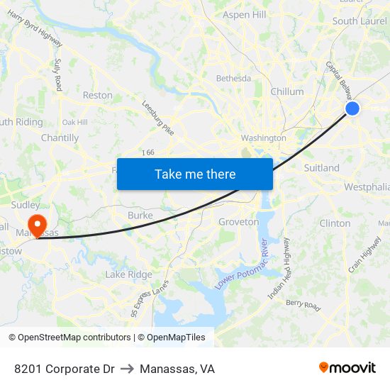 8201 Corporate Dr to Manassas, VA map