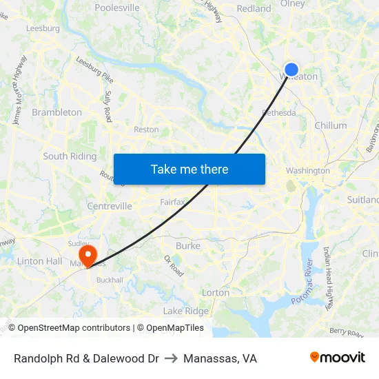 Randolph Rd & Dalewood Dr to Manassas, VA map