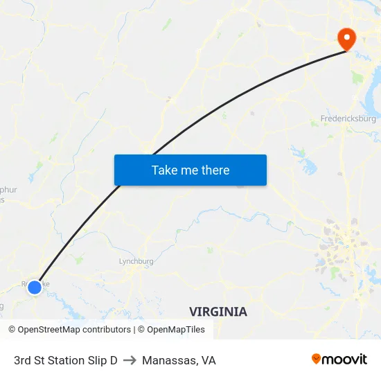 3rd St Station Slip D to Manassas, VA map