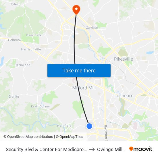 Security Blvd & Center For Medicare And Medicaid Services Eb to Owings Mills, Maryland map