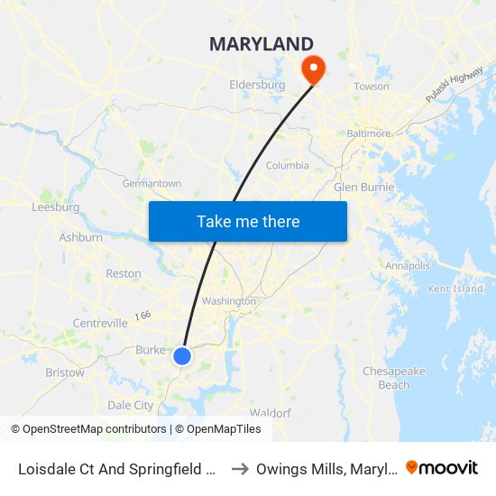 Loisdale Ct And Springfield Hilton to Owings Mills, Maryland map