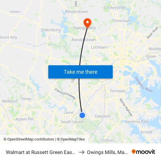 Walmart at Russett Green East - Laurel to Owings Mills, Maryland map