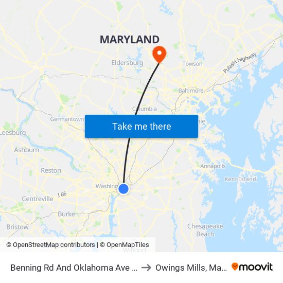 Benning Rd And Oklahoma Ave NE (Tk 2) to Owings Mills, Maryland map