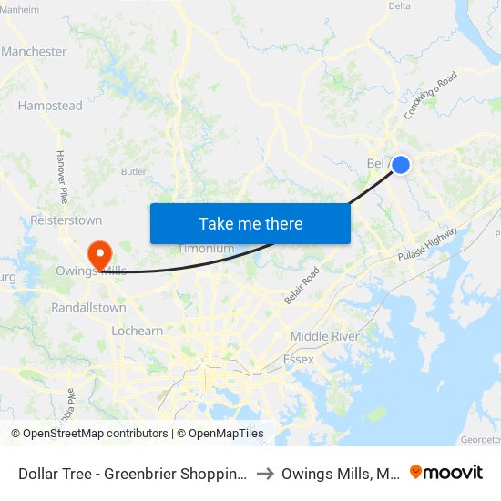 Dollar Tree - Greenbrier Shopping Plaza - Wb to Owings Mills, Maryland map