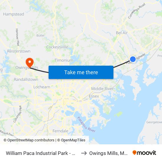 William Paca Industrial Park - Westbound to Owings Mills, Maryland map