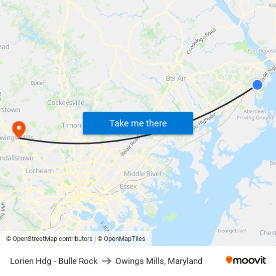 Lorien Hdg - Bulle Rock to Owings Mills, Maryland map