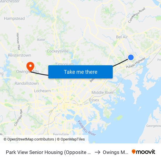 Park View Senior Housing  (Opposite Near Box Hill S Pwky & Merchant Blvd) to Owings Mills, Maryland map