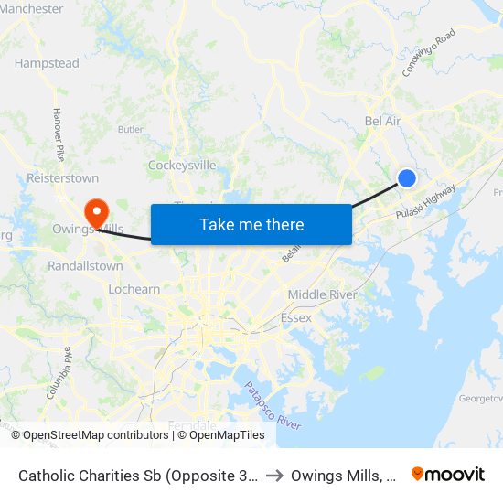 Catholic Charities Sb (Opposite 3001 St. Clair Ln) to Owings Mills, Maryland map