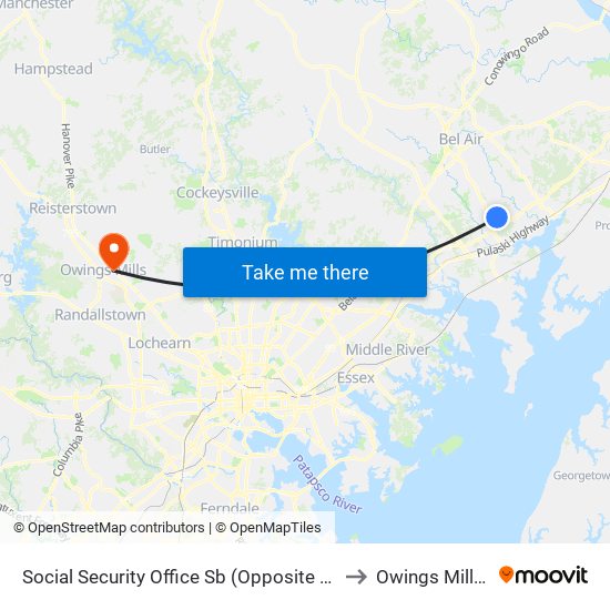 Social Security Office Sb (Opposite 3415 Box Hill S Corp Ctr Dr) to Owings Mills, Maryland map